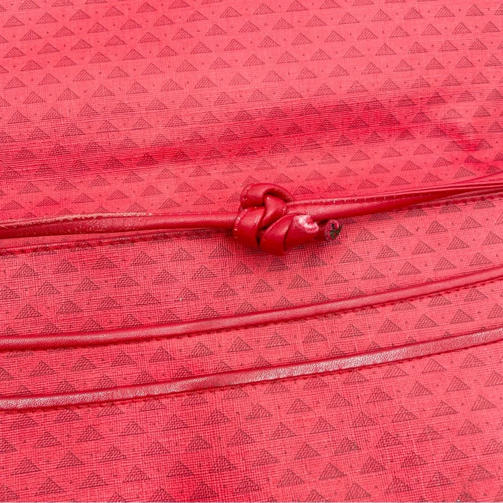 Vintage 1984 Liz Claiborne Red Leather Flap Bag Purse Geometric Print Adjustable
